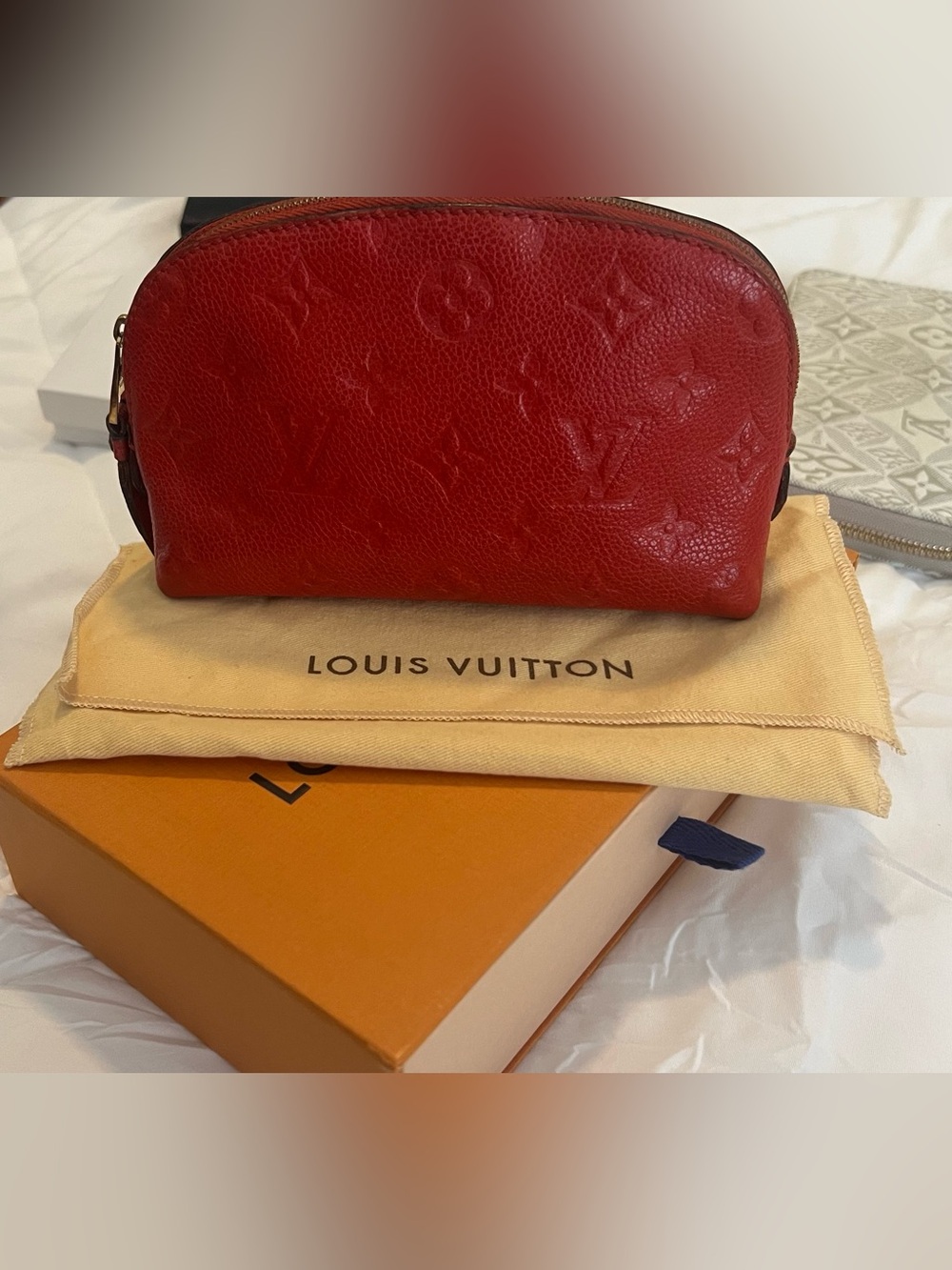 Louis Vuitton Red empreinte Monogram Cosmetic Pouch